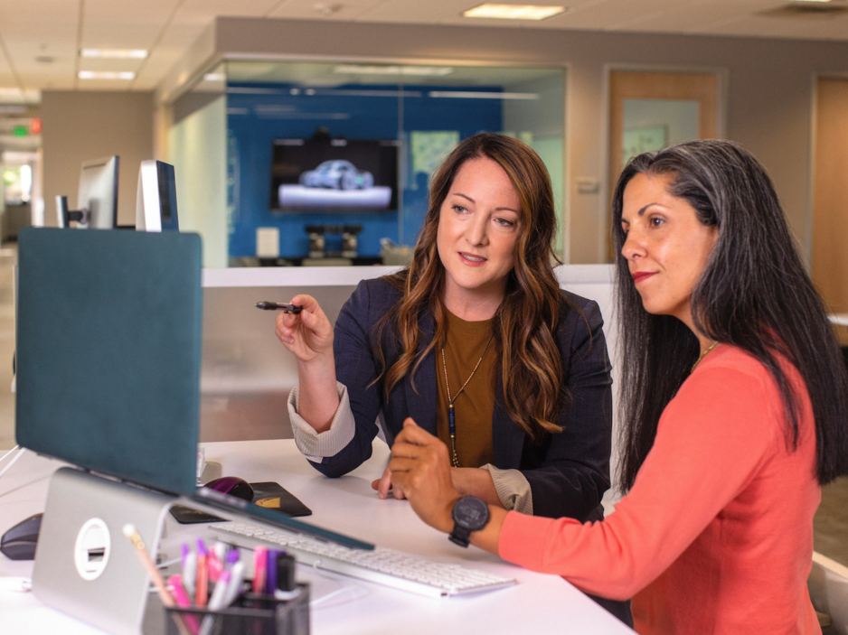 Women working at a computer 