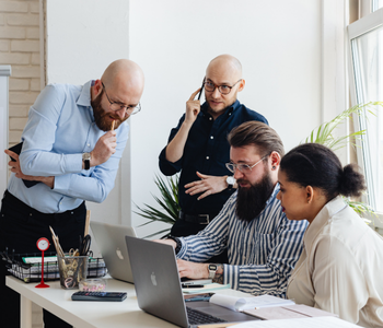team working together on designing product labels