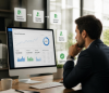 business man doing approval workflow on labeling software